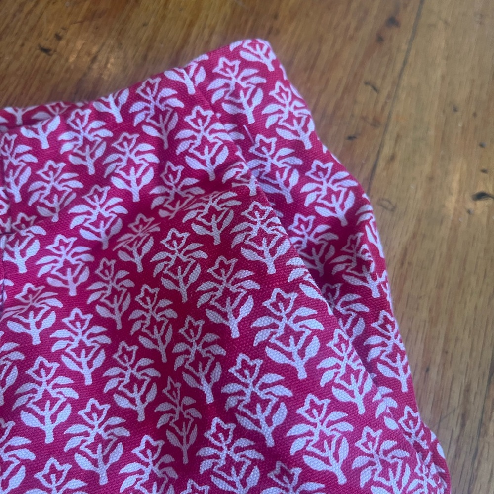 Madewell Size 0 Red White Floral Pleated Shorts Spring Linen Cotton Women’s - Picture 4 of 7